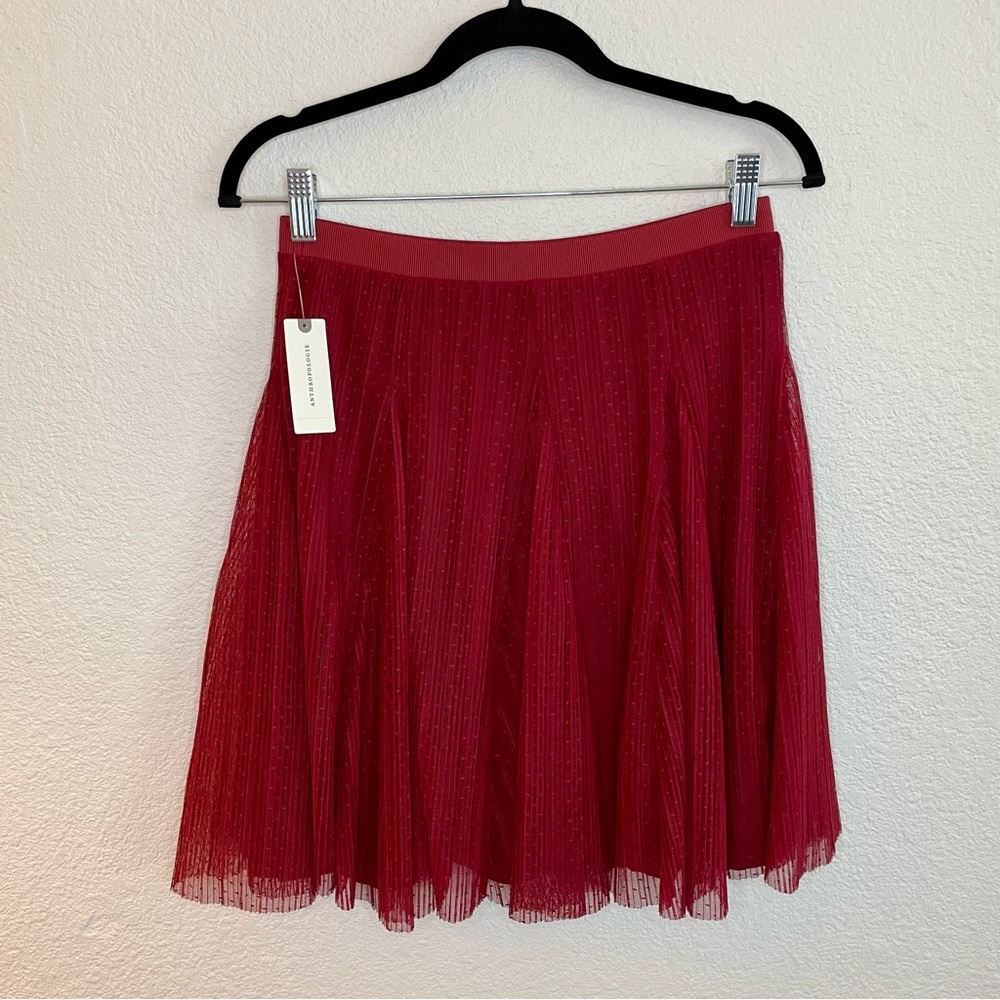 NWT Sold Out Anthropologie Maeve Juliette Red Burgundy Tulle Mini Skirt S
